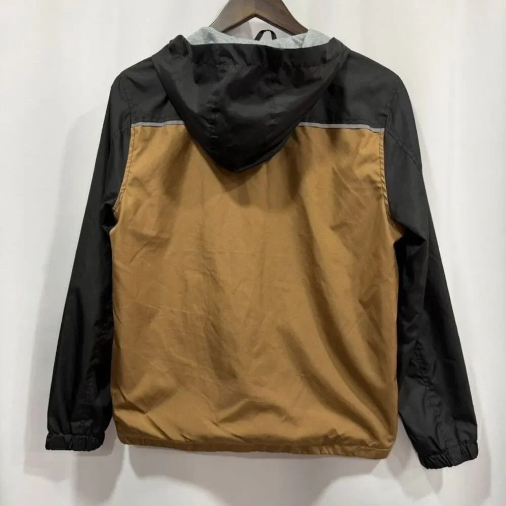 Distortion Boys L (14/16) Black Tan Brown Hooded Jacket Reflector Stripe 657